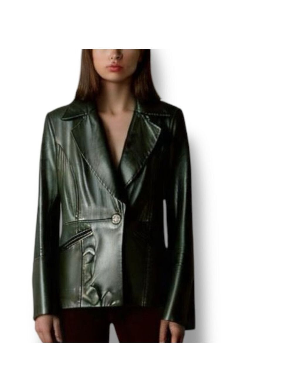Classiques Entier Black Leather Jacket Size 10 FLAW